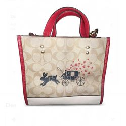 Coach lunar new year Dempsey tote 22 in signature canvas with rabbit and carriage