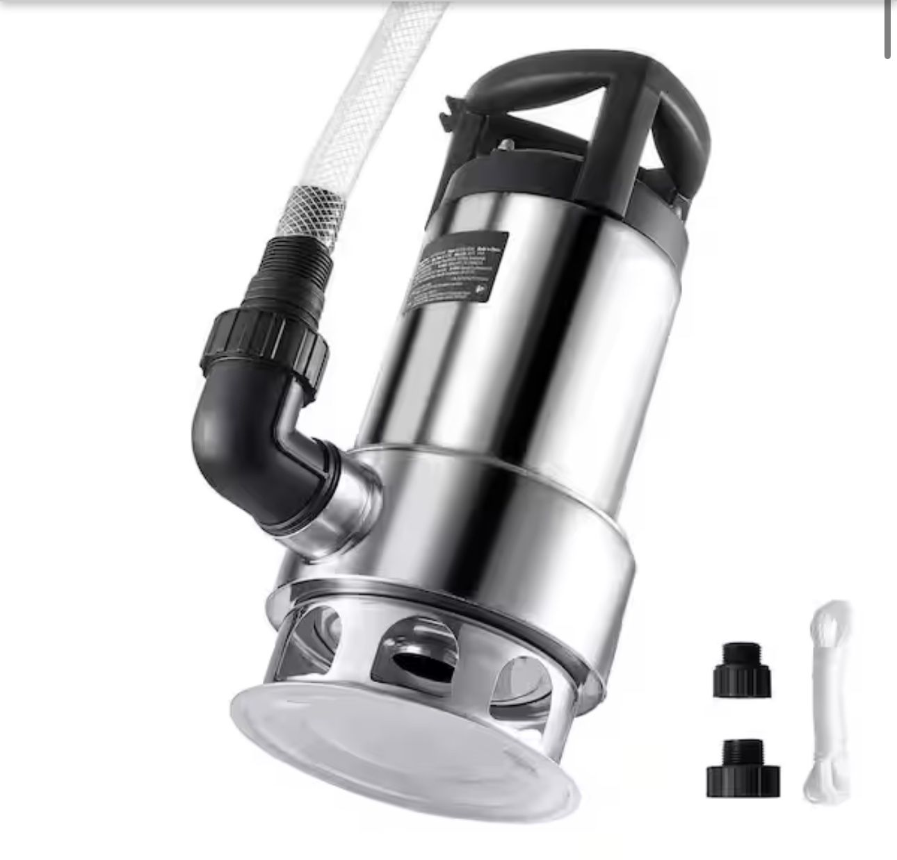 1HP Sump Pump, 4020GPH, 30 ft. Lift Stainless Steel Submersible Sludge Pump with 26FT. Automatic ON/OFF Float Switch