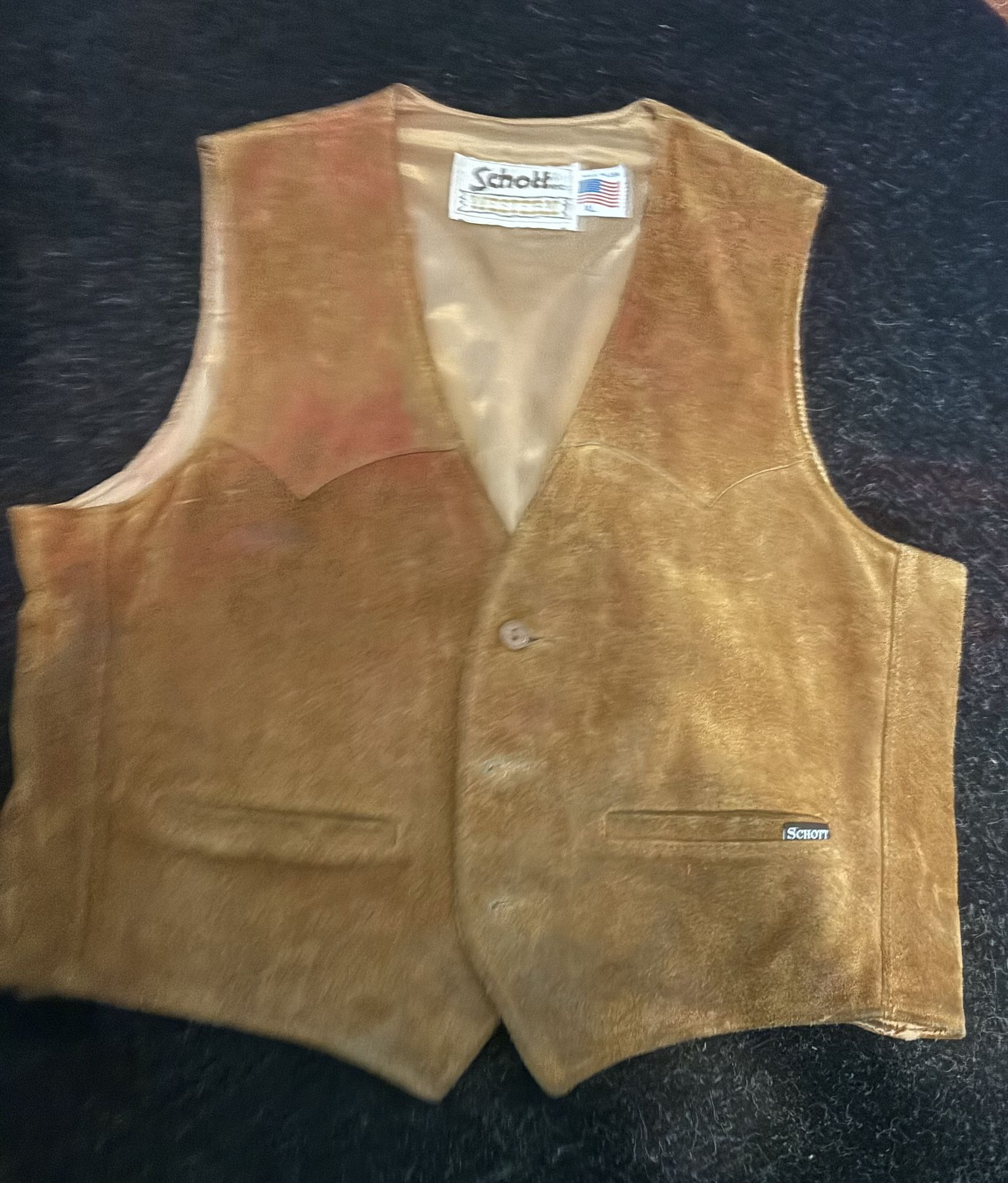 Very Nice Schott Leather Vest. Size XL.