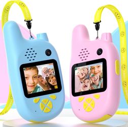 Dual Cameras Video Walkie Talkies for Kids, Kids Walkie Talkies 2 Pack for Age 3-12 Year Old Boys Girls with Front&Rear Cameras,Screen and Rechargeabl