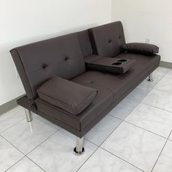 $155 (Brand New) Sofa bed futon convertible folding recliner couch furniture 65x30x31” cup holder 
