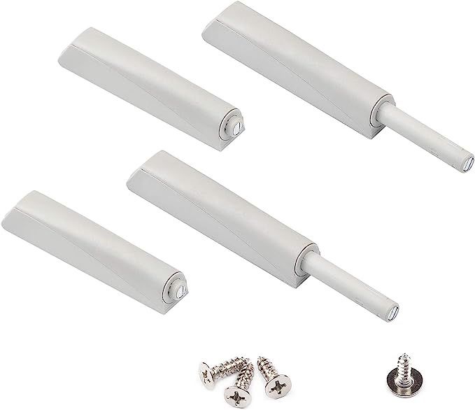 MLKING Magnetic Push Open Latches 4 Pack Light Grey Recessed Push to Open Push Touch Release Latch