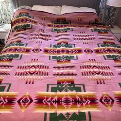 RARE Rose Pink Beaver State Pendleton Native American Chief Joseph Wool Blanket