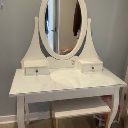  Dressing table with mirror, white, 39 3/8×19 5/8 "