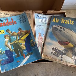 Box of Model Airplane and some Model Car magazines dating from 1949- mid 70s. 