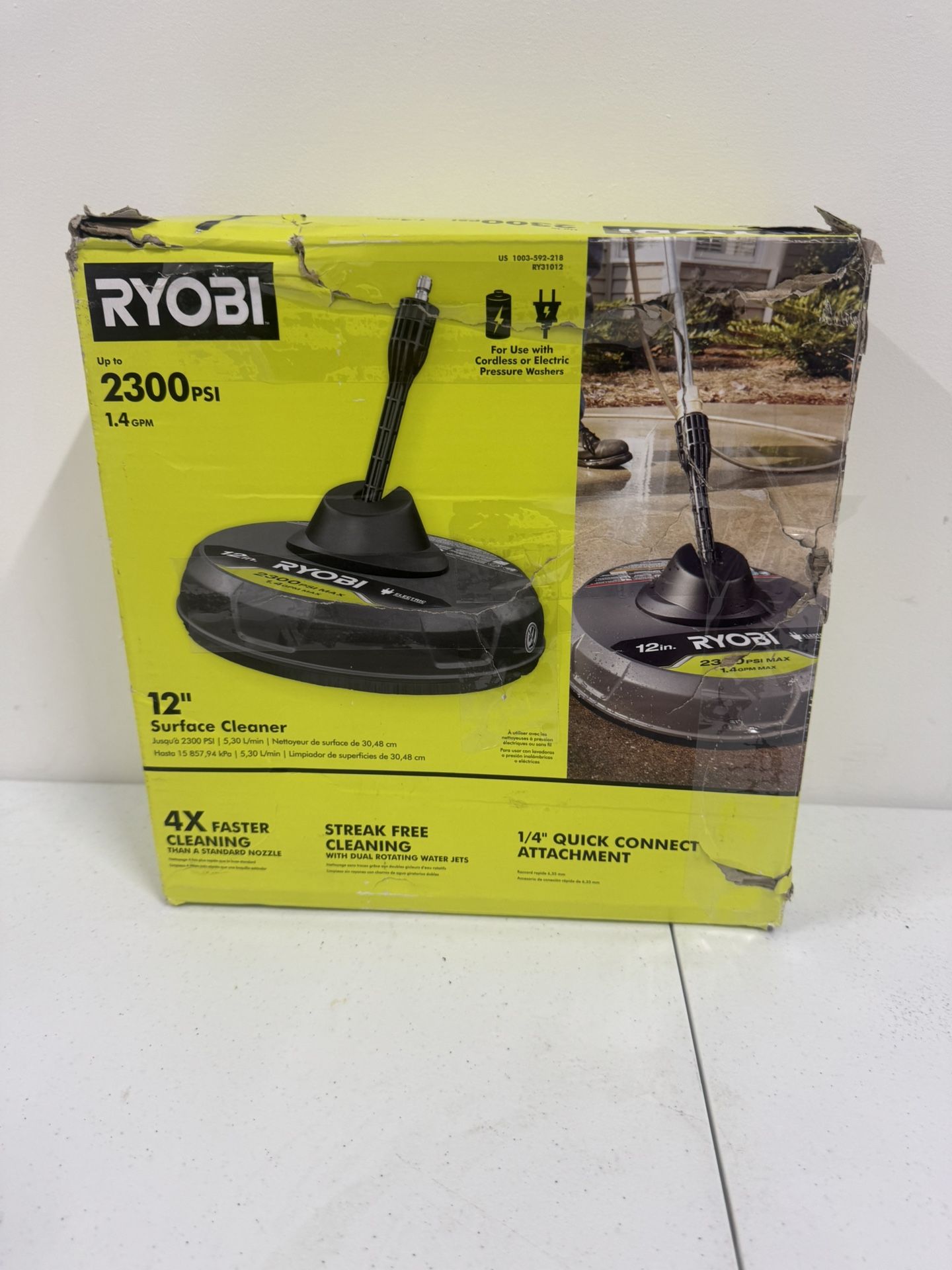 RYOBI 12 in. 2,300 PSI Electric Pressure Washers Surface Cleaner