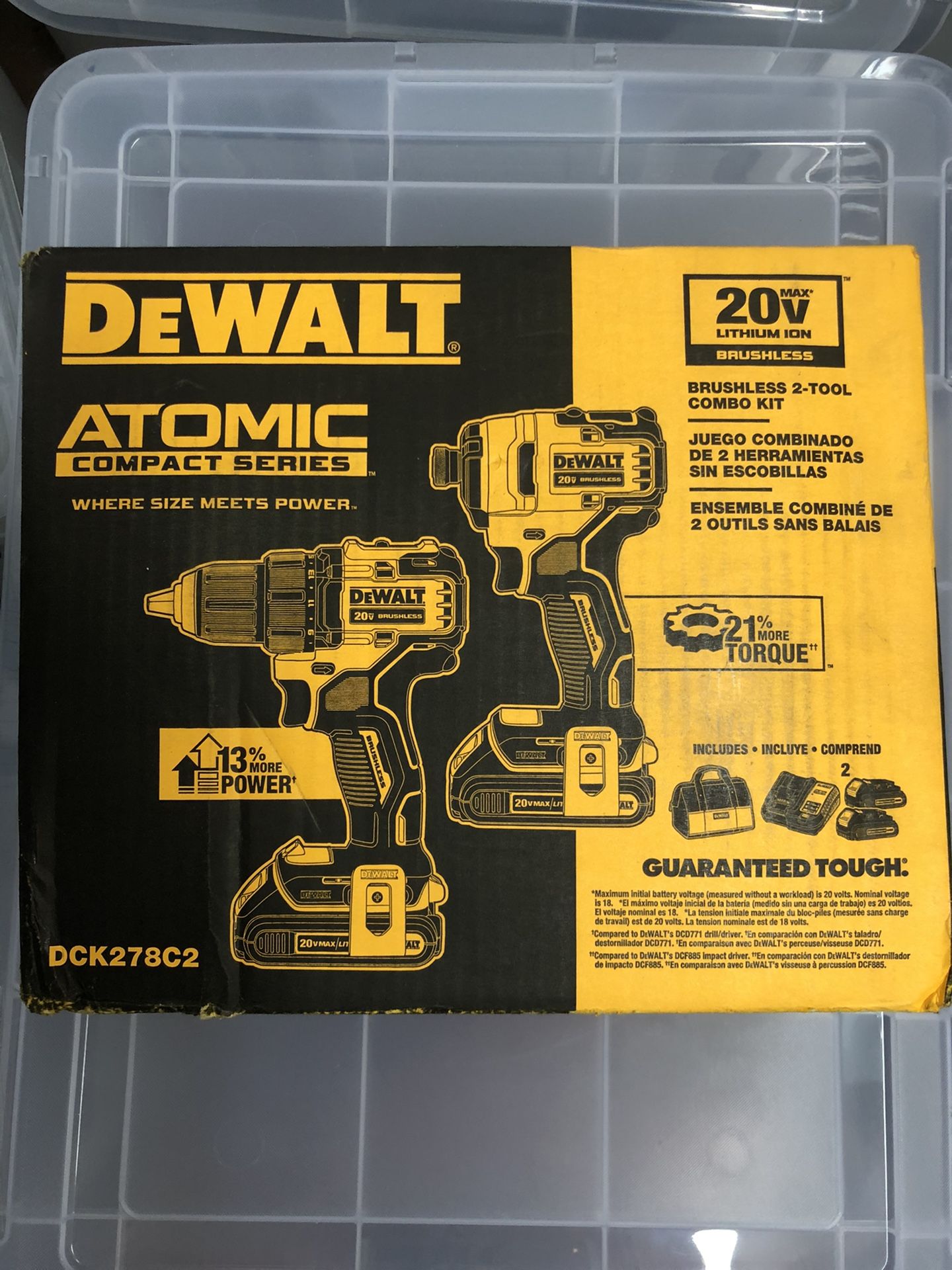 DEWALT ATOMIC 20-Volt MAX Lithium-Ion Brushless Cordless Compact Drill/Impact Combo Kit (2-Tool) 2 Batteries 1.3Ah and Charger