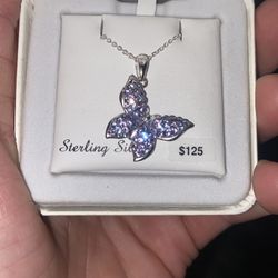 NIB STERLING SILVER BUTTERFLY NECKLACE $125 Value 