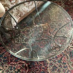 Small glass top Metal coffee table