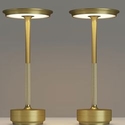 Rechargeable Cordless Table Lamps, Portable 5000mAh Battery Table Light, Gold Color for Outdoor/Di