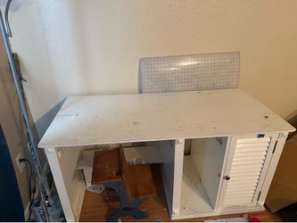 White wooden desk with Hutch