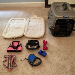 Small Dog Kennel / Travel Carrier + Accessories 