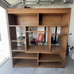 Solid Oak Bookcase/Media Shelving Unit