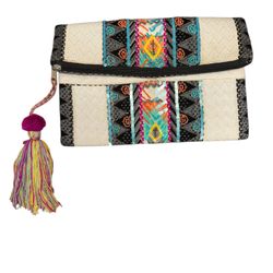 AMERICA AND BEYOND A&B Embroidered Beaded Boho Clutch Bag Purse