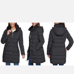 Andrew Marc Women's Long Quilted Parka Coat Jacket Fur Lined Hoo....small