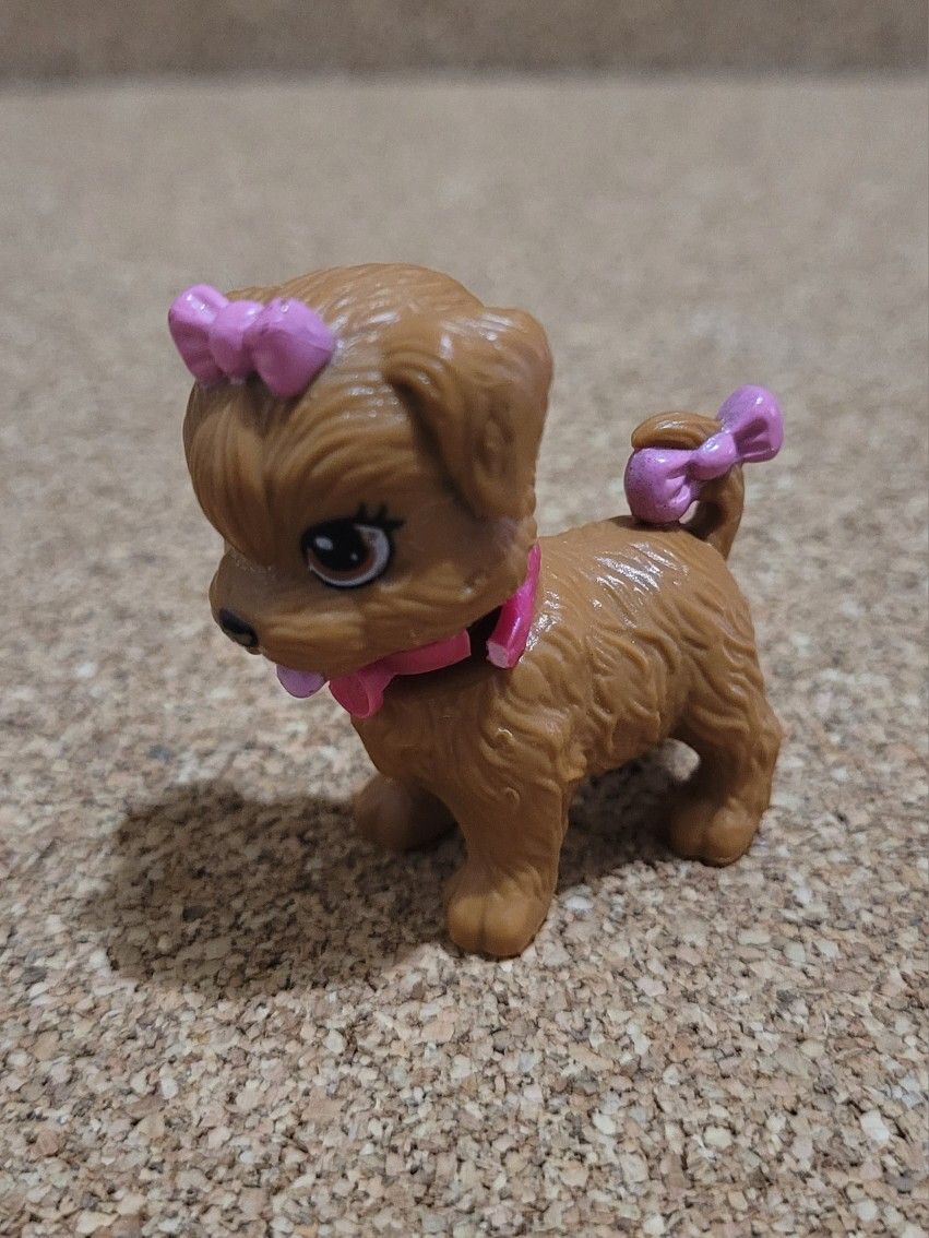 Barbie Pet Dog Puppy BOBBLE HEAD White Pink Bow MINIATURE.
