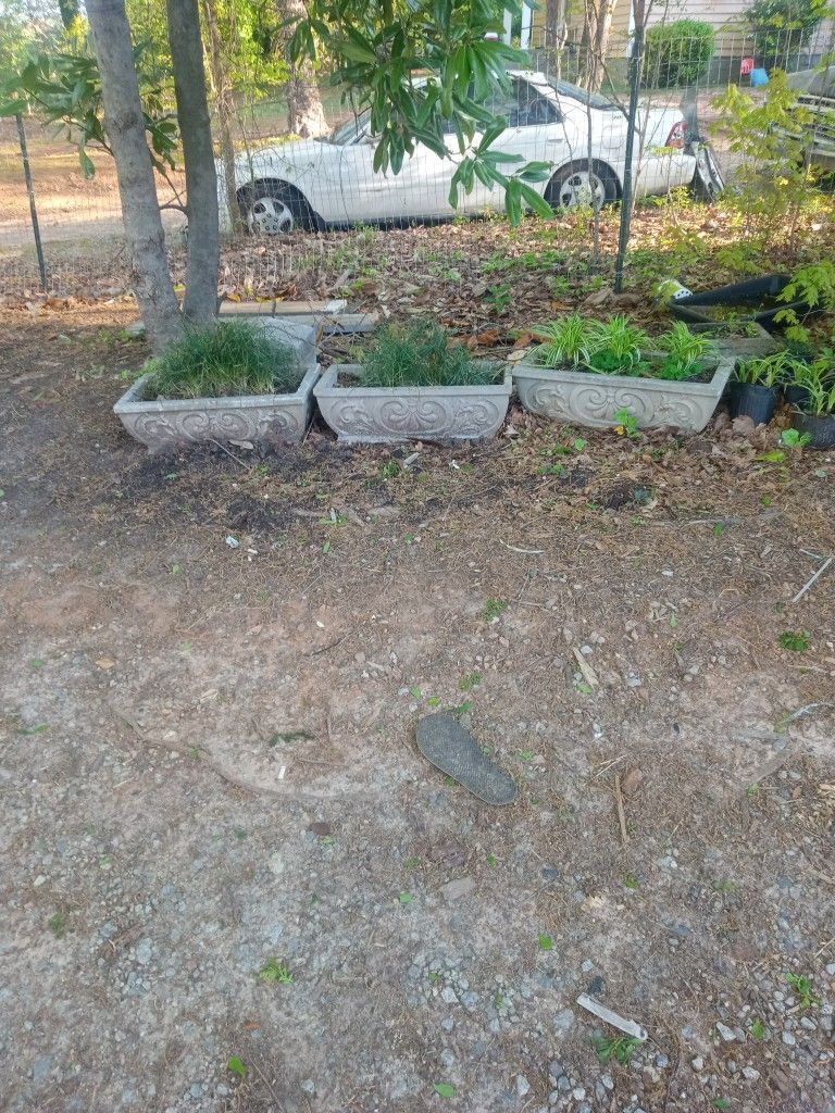 Concrete Flower Pots Vintage 