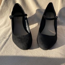 Black Suede Mary Jane Heels Size 11