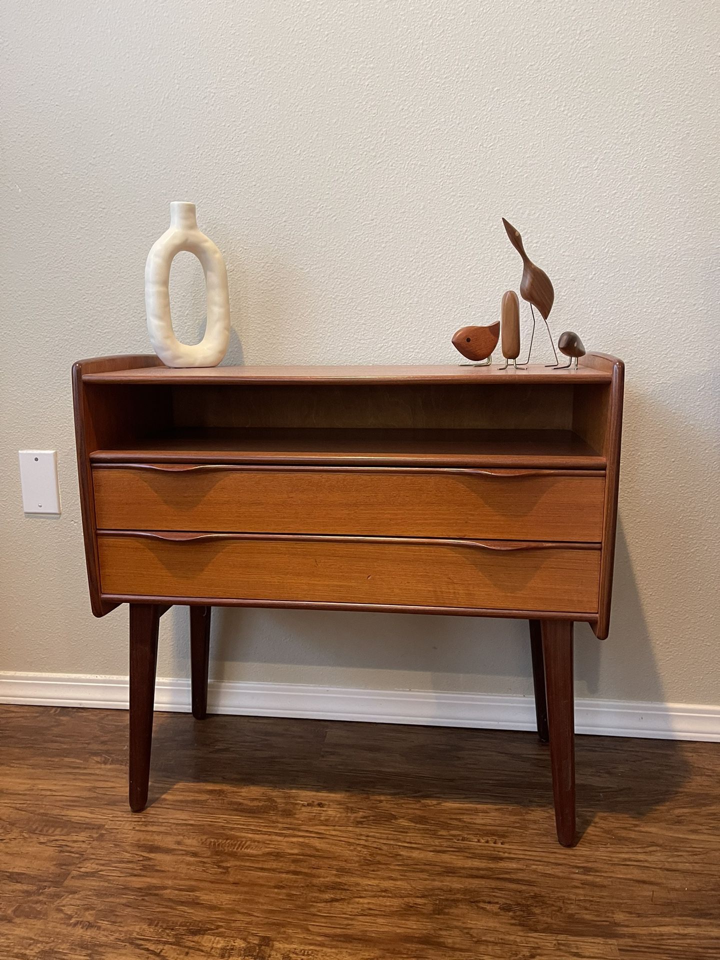Mid Century Modern 1960s Talgø Mobler Teak Nightstand / Side Table
