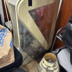 Free Wood And Glass Mirror Center Table 