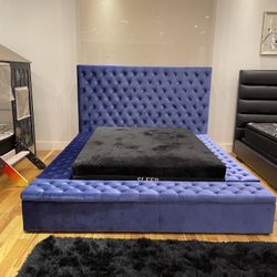 Queen / King / California King Fabric Tufted Storage Bed Frame 