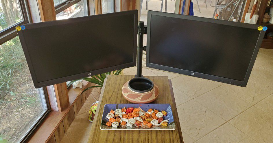 HP 24" Computer Monitors On dual stand