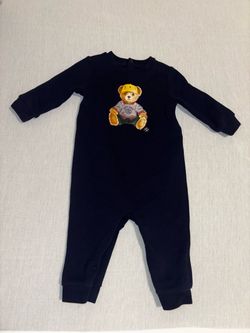 Baby boy polo bear fleece coverall