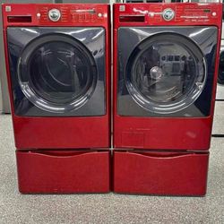Red Kenmore Elite Washer and Gas Dryer