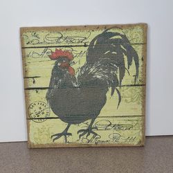 French Country Farmhouse Rooster Burlap Wall Decor