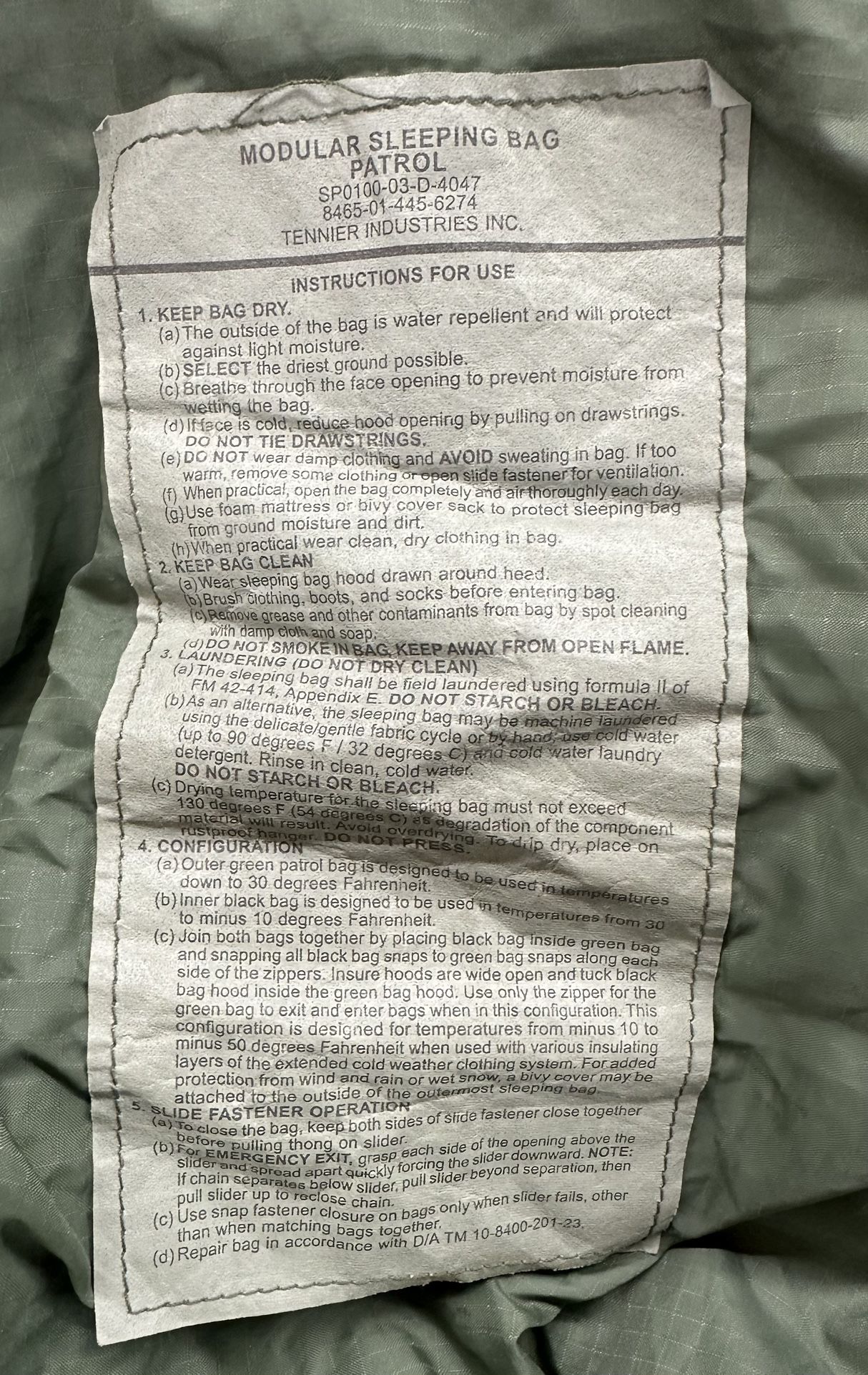 Military Sleeping Bag /patrol