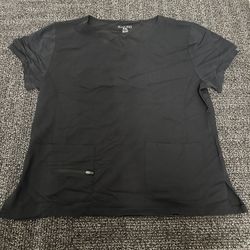 ELLEN TRACY LADIES MEDICAL NURSING WORKING BLACK SCRUB TOP SIZE XXL