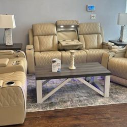 3PC Power recliner sofa set with LED USB Wireless chargers