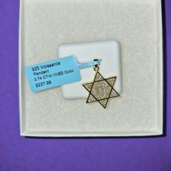 Moissanite Pentent Gold Over 925 Sterling Silver