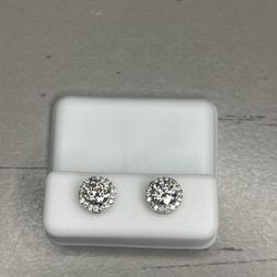 Sterling Sliver Moissanite Stud Earrings (1.42 CTW, VVSD Color)
