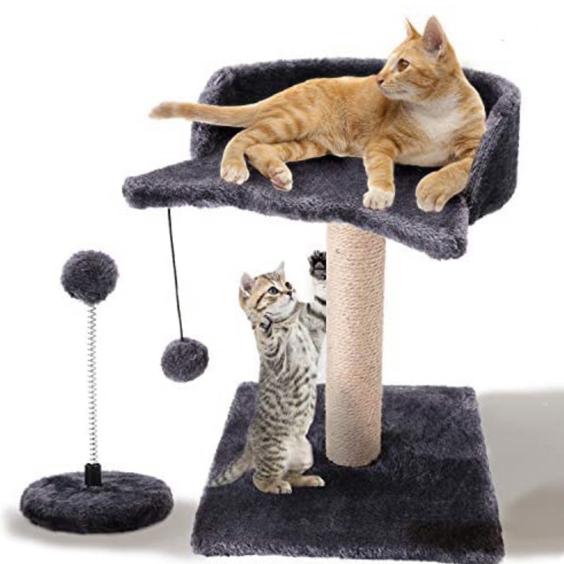 Cat Scratching Post for Kitty,with Sisal Covered Climbing Activity Tower Natural Jute Fiber 2-in-1 Scratching Post and Bed