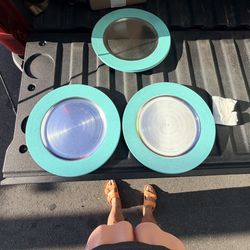 120 Teal Glitter Charger Plates