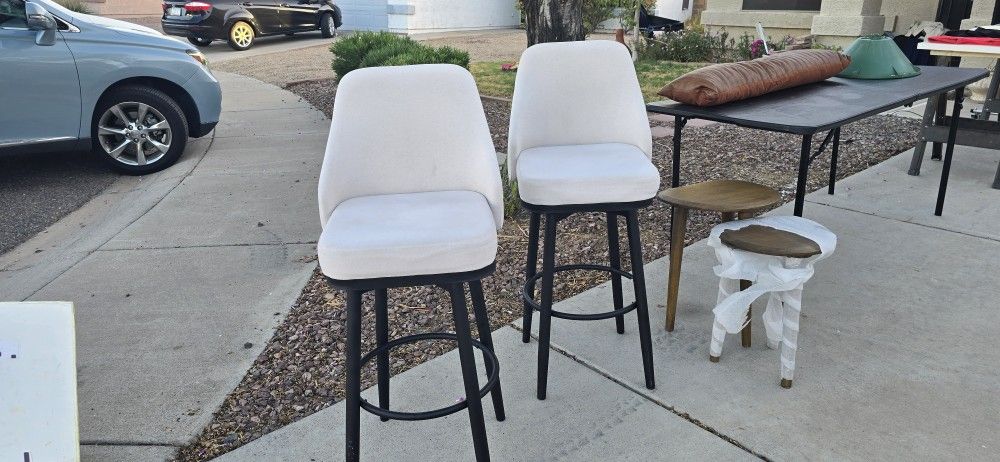 Fabric and metal bar stools $60