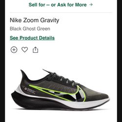 Nike ZOOM Gravity Black Ghost Green Nike Running Shoe Mens Shoe Size 13