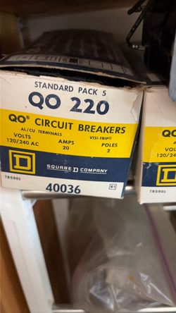 Square D lot for sale - 60 brand new in box breakers < 12 each
