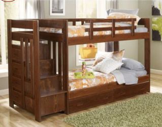 New Cherry wood staircase Bunkbed! Bunkbeds here On Sale
