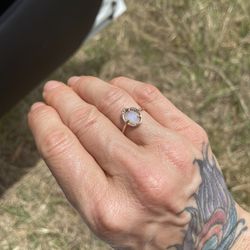 Moonstone Diamonds And Rose Gold Ring 