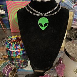 Alien Choker Necklace Green Black for Nocturnal Wonderland Escape Halloween Dreamstate
