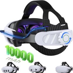 10000mAh Battery Headstrap for Quest 3 / 3S /2 VR User Enthusiast Accessories Adjustable Comfort Head Strap for Oculus Meta 3/3S/2 VR Elite Replacemen