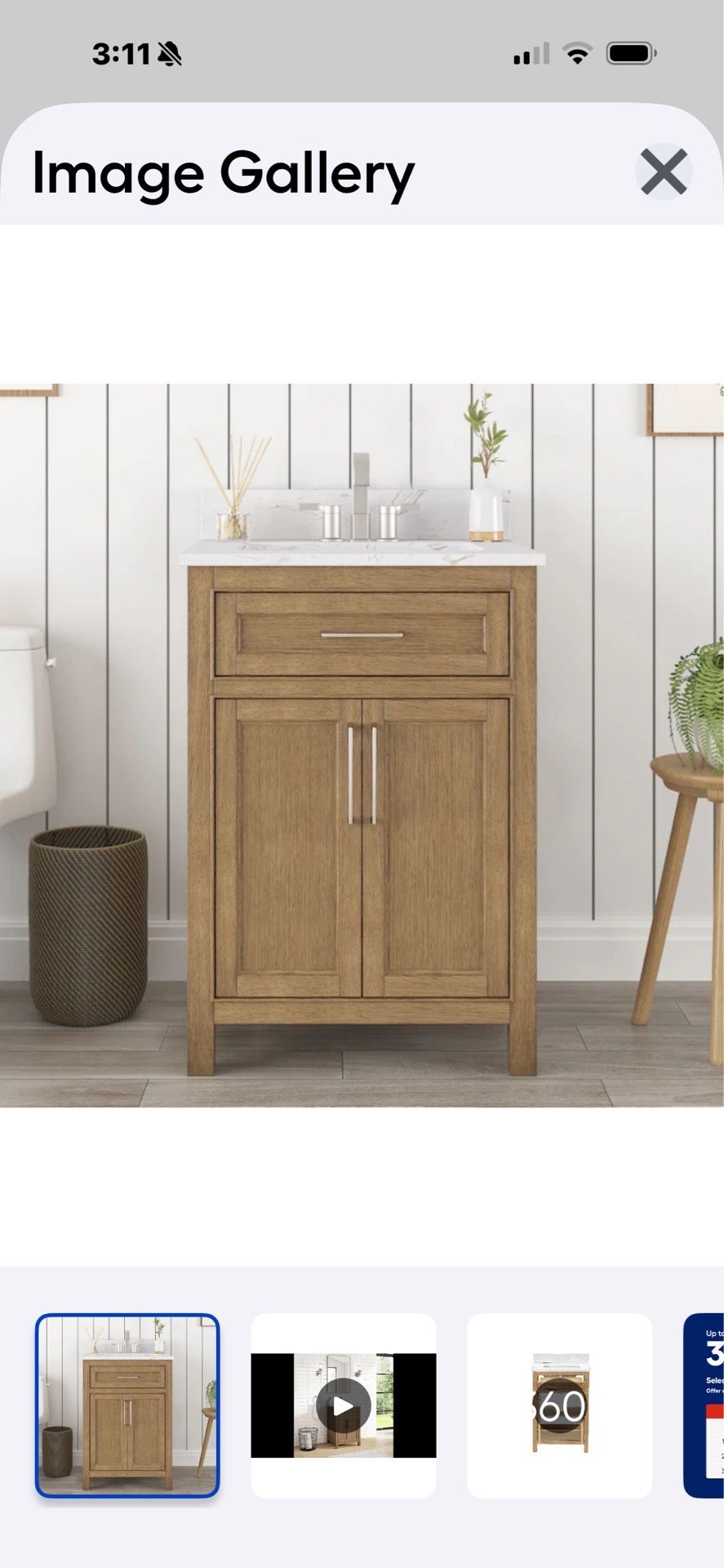 Allen & Roth Connery 24-in Golden Oak Undermount single sink Bathroom vanity with white engineered Stone top (Fully Assembled )