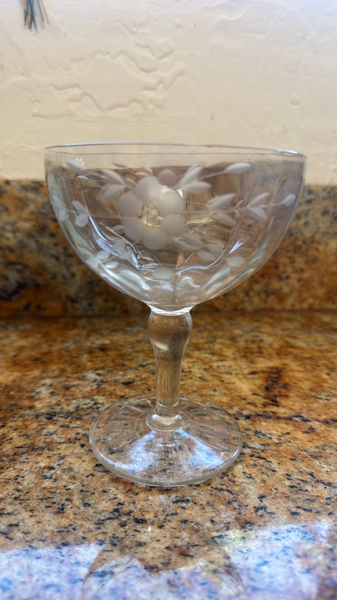 Vintage etched glass cups