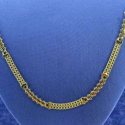 14Kt Yellow Gold 26” Double Cuban/Oval Links Necklace 18.90g 5.6mm 192070/12