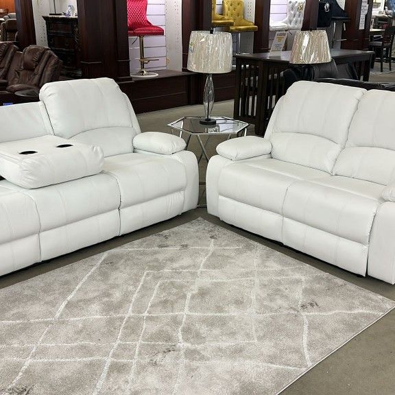Recliner Sofa And Loveseat ( NEW) Available In Black , White And Gray Color 