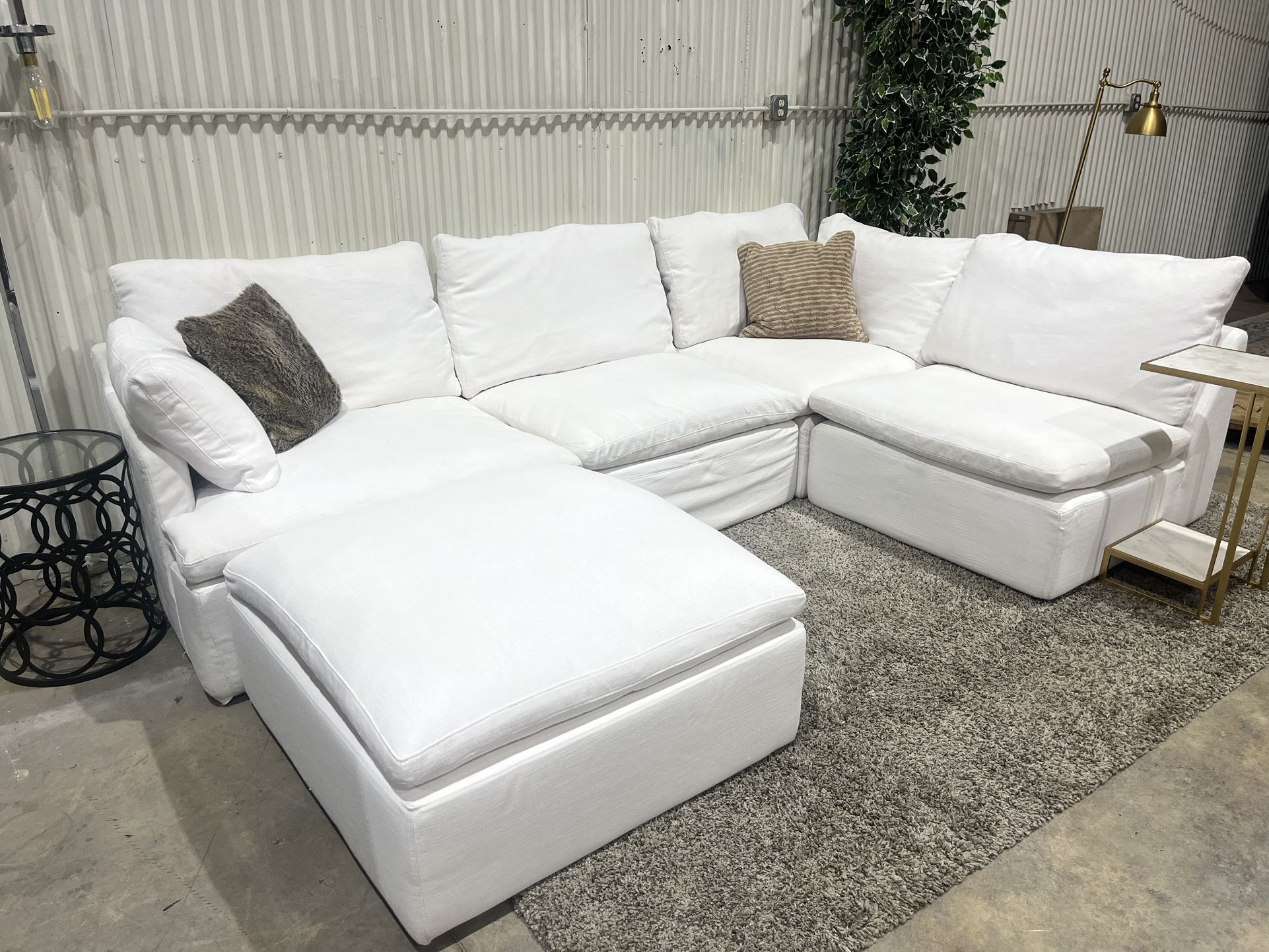 RESTORATION HARDWARE RH CLOUD MODULAR 5-PIECE SOFA-OTTOMAN SECTIONAL