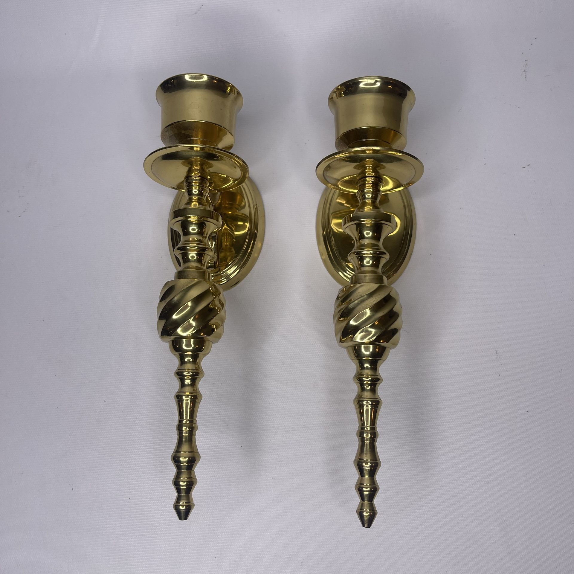 Set of 2 Lacquered Brass Scones, Made in India, Mid-Century