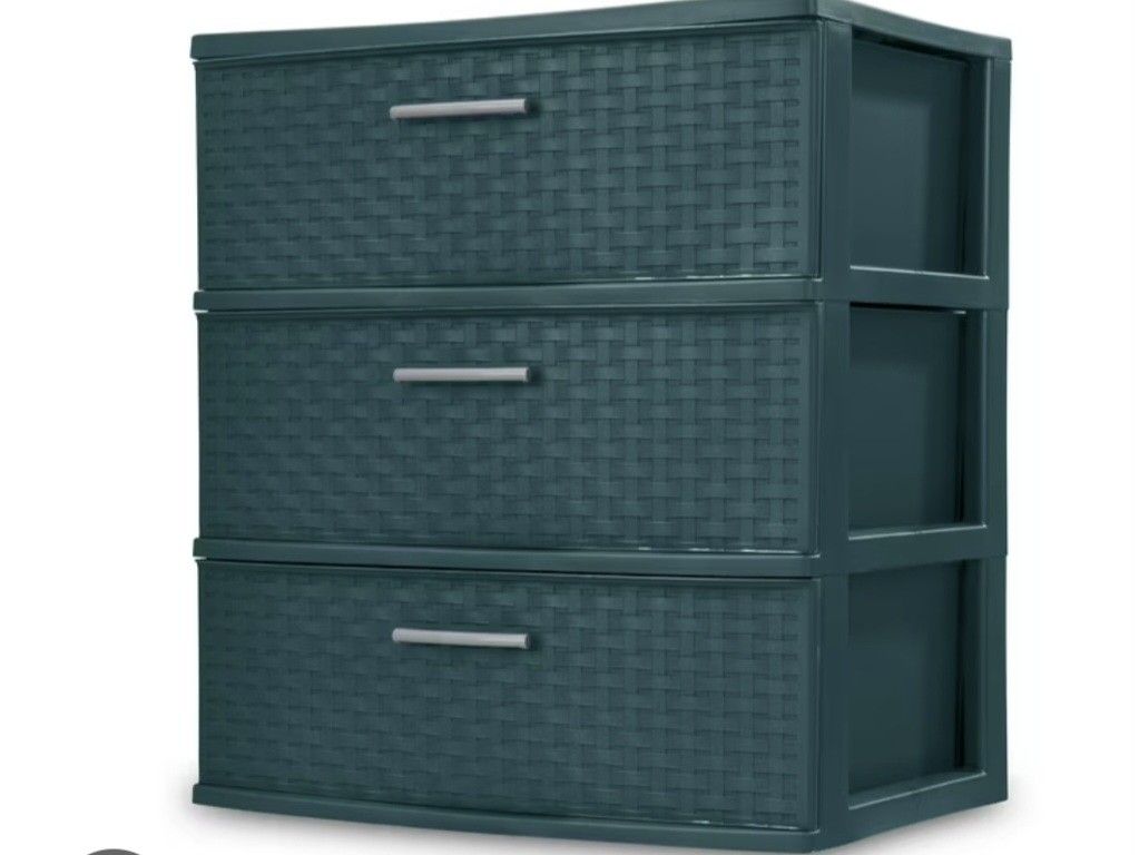 Plastic 3 Drawer Dresser Storage Large Pre-owned Forrest Green by Sterlite